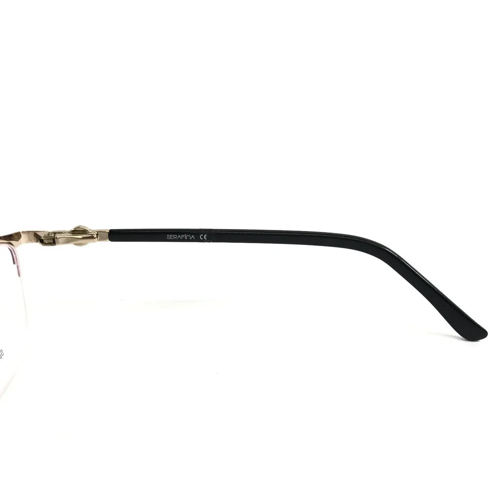 Serafina Eyewear Eyeglasses Frames ANYA BLACK Gold Cat Eye Half Rim 51-16-140